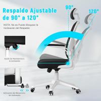Silla de Oficina Ergonómica Ajustable Respirable, Ajustable, Giratoria de 360°, Reposabrazos Abatibles de 90°, Soporte Lumbar - details 59
