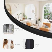 Cuerpo Entero Curvado, Espejos Grandes de Pared con Marco de Aluminio 161 x 52 cm, Espejo de Pie Inclinado o Colgante para Salón, Dormitorio, Entrada, Negro - details 6