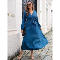Elegante Vestido Largo Plisado de Color Sólido para Mujer Moda Otoño Primavera 2025 - details 26