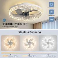 Ventiladores Led inteligentes modernos, candelabro para dormitorio, sala estar, ventilador Invisible acrílico nórdico,ventilador de techo con luz - details 0