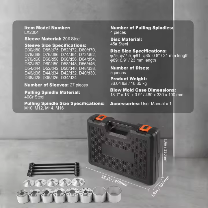 SucceBuy Kit de fundas de tracción y presión, juego de extracción de cojinetes de casquillo de acero, herramientas de inserción de casquillo para motores LCV y HGV, incluye estuche de transporte - 1