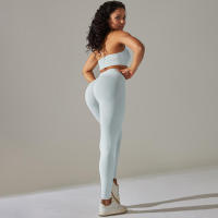 Conjunto de Yoga para Mujeres Ropa Deportiva de Alta Cintura, Top de Deportiva de Punto, Leggings, Bra Conjunto de Gimnasio - details 19