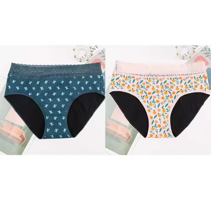 Ropa interior estampada de cuatro capas, pantalones fisiológicos menstruales con fugas, sin amortiguación de succión instantánea - 1