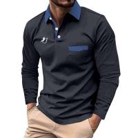 Polo deportivo de manga larga para hombre, camiseta informal de negocios con Bolsillo grande, Top de poliéster estampado, primavera y otoño - details 2