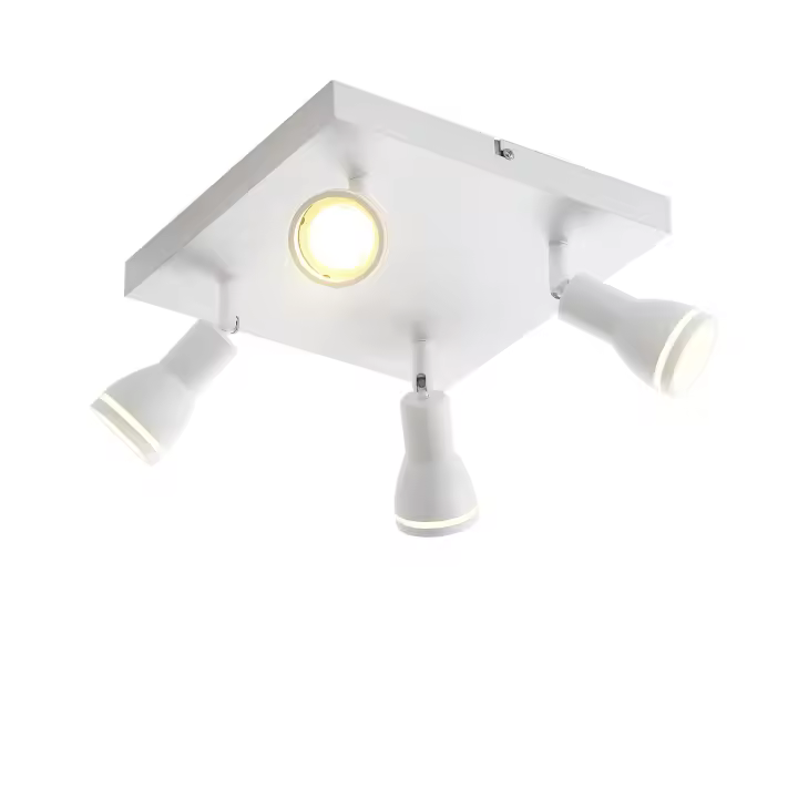 CBJKTX Luz de techo LED 4 focos de techo Flammig versiones cuadradas de 4 cabezales focos de lámpara de techo blancos GU10 pared giratoria - 1