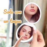 Scttomon Espejo de Bolsillo Compacto con Luz de Maquillaje Aumento 10X, Plegable de 9 cm de Diámetro, Portátil y Pequeño - details 1