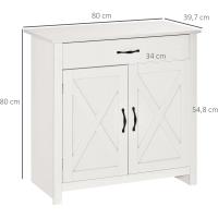 Buffet 1 Cajón 2 Puertas Estante Interior Ajustable Mueble Auxiliar Decorativo Comedor 80x397x80 cm Gris - details 11