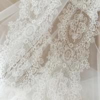 Vestido de novia de estilo Vintage, ribete de encaje de doble pestaña, encaje de boda de ganchillo en marfil, adorno festoneado, bricolaje, 17cm de ancho - details 4