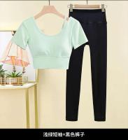 Tre de mujer, top de manga corta, camiseta de yoga, conjunto de body deportivo para correr, conjunto de gimnasio - details 9