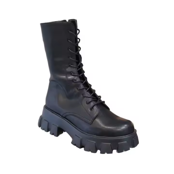 Botas a media pantorrilla con cordones y cremallera para mujer, botines deportivos con plataforma, otoño e invierno, novedad de 2021 - 1