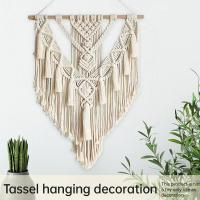 Tapiz colgante de pared de macramé, decoración de algodón, Bohemia, tejido a mano, estilo nórdico, sala de estar, decoración artística para el hogar, hermosos regalos - details 0