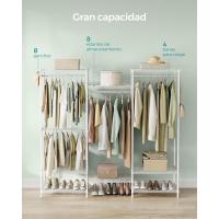 Armario de Ropa de Metal Duradero Estantes Ajustables, Barras para Colgar y Ganchos, Perchero Separable, Negro Tinta LGR431B01 - details 14