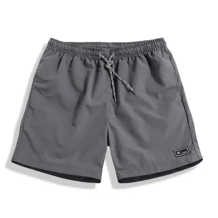 Pantalones cortos casuales de secado rápido de encaje para hombre, color sólido, ropa de playa para surf - 1