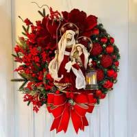Corona de Navidad para puerta Delantera, decoraciones de pared de ventana, adorno de Guirnalda navideña, Guirnalda de Navidad, 2024 - details 2