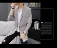 Suéter de otoño e invierno para hombre, suéter de punto, chaqueta, cárdigan largo para hombre, suéter de lana, suéter de color sólido - details 8