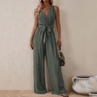 2025 Nuevo Mono Halter Estilo Europeo Y Americano Nueva Llegada Con Cordones De Cintura Alta Mono Sin Mangas Moda Conjunto Casual - details 18