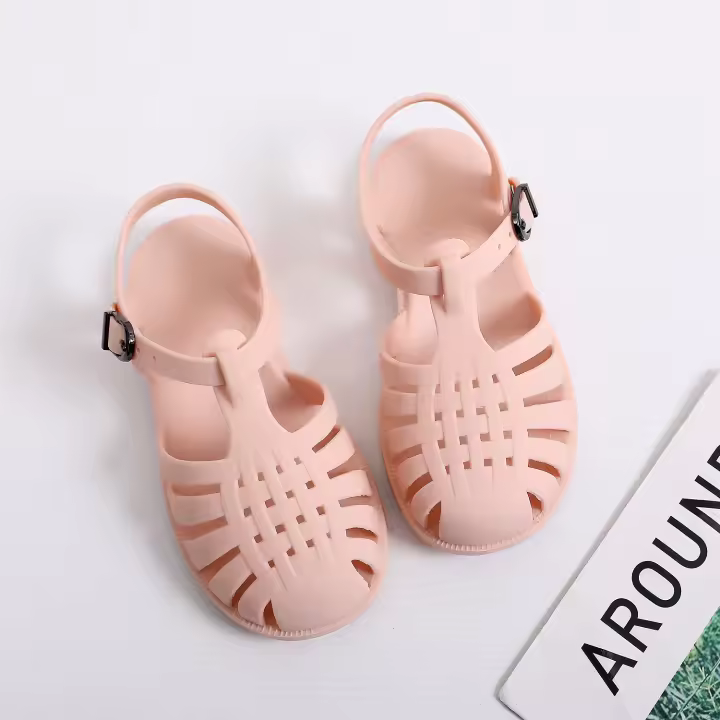 Zapatos de agujero hueco de suela blanda, zapatos planos de gelatina, zapatos de bebé para niños pequeños - 1