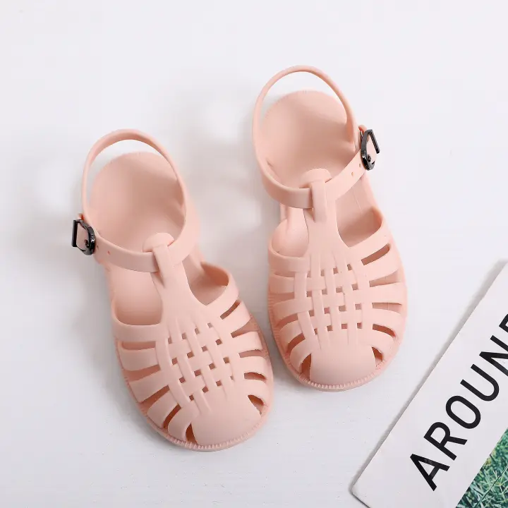 Zapatos de agujero hueco de suela blanda, zapatos planos de gelatina, zapatos de bebé para niños pequeños - 1