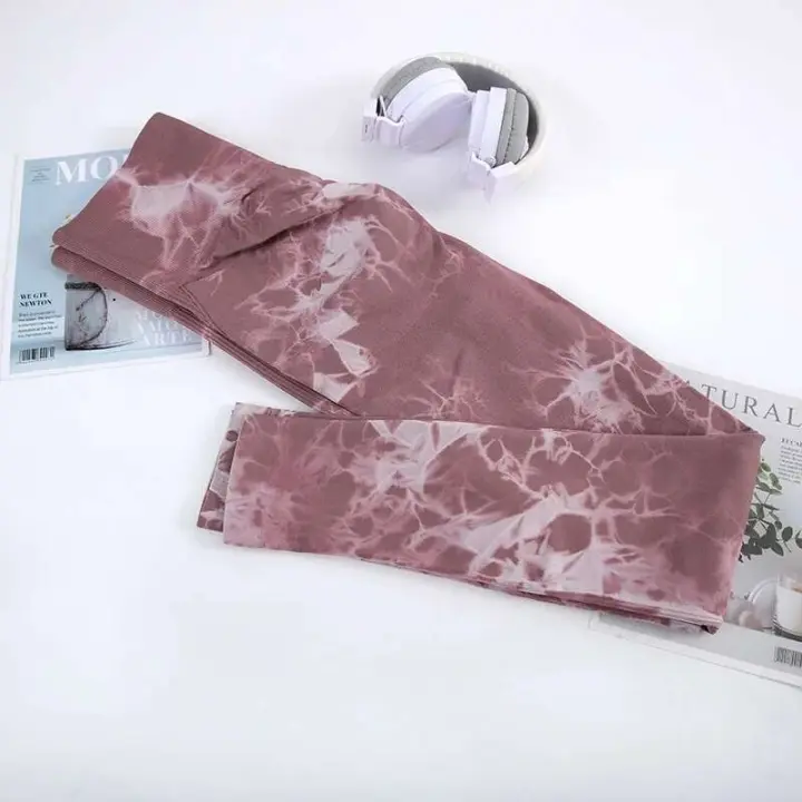 Chrleisure - Pantalones de yoga teñidos anudados para mujer, body deportivo sin costuras, cintura alta, levantamiento de cadera, entrenamiento, ropa deportiva elástica - 1