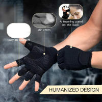 Guantes deportivos para hombre y mujer, equipo de mancuernas de medio dedo, antideslizantes, transpirables, entrenamiento de levantamiento de pesas, protectores de palma - details 2