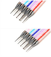 Pinceles KADS para puntos de uñas set de 5 piezas con cabeza doble y mango de pedrería herramienta adecuada para crear bolas de puntos - details 3