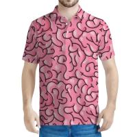 Polo con estampado 3D de dibujos animados de zombies para hombre, top Haruku de manga corta con cuello y botones, Eye of the Brain, verano - details 7