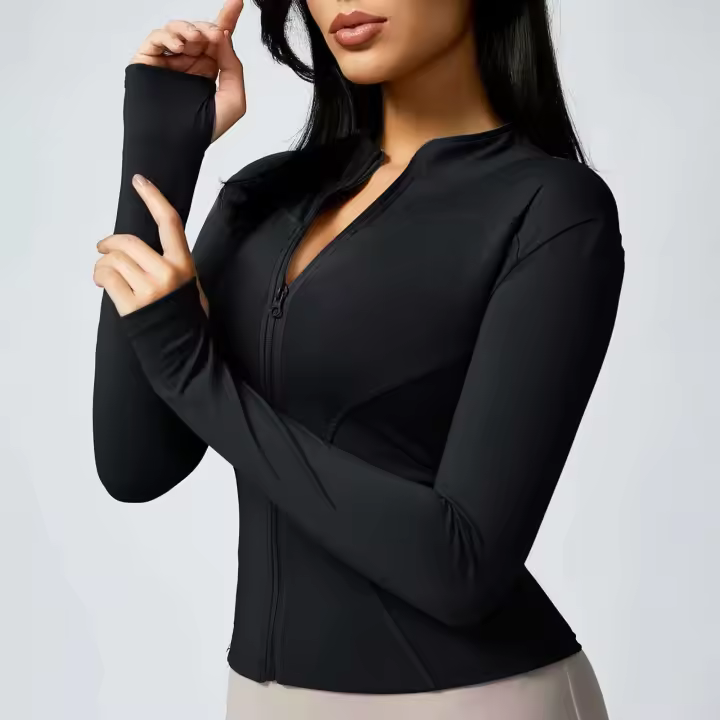 Chaqueta de Yoga para Mujer Chaqueta Corta de Entrenamiento Deportivo Color Sólido Secado Rápido - 1