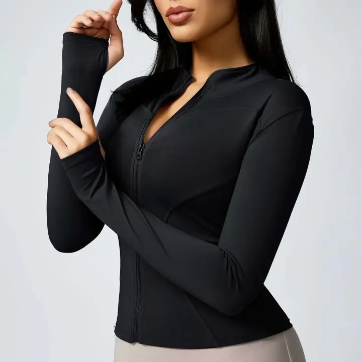Chaqueta de Yoga para Mujer Chaqueta Corta de Entrenamiento Deportivo Color Sólido Secado Rápido - 1