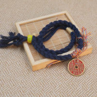Brazalete chino de dinero de montaña cuerda de algodón frotado a mano cuerda de mano tibetana cinabrio cuerda de dinero de montaña cuerda tejida a mano tibetana - details 5