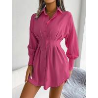 Vestido de blusa de mujer con mangas abullonadas, vestidos de manga larga para mujer, cintura asimétrica, elegante y hermoso - details 17