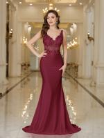 Elegante Vestido de Novia Sirena Blanca Perlas de Encaje Sin Mangas con Cuello en V para Fiesta Formal - details 7