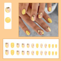24 puntas artificiales amarillas de color sólido, ideales para decoración de uñas en casa, belleza - details 7