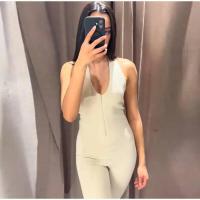 OUWU- Mono acampanado con cuello halter para mujer, elegante, sin espalda, sin mangas, delgado, elástico, de una pieza, elegante moda urbana - details 1