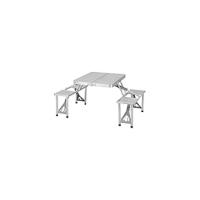 Mesa plegable de camping, mesa de jardín, mesa de trabajo, mesa de balcón, altura regulable, aluminio, MDF, gris - details 13
