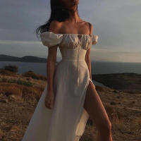 Vestido acampanado ajustado con lazo y mangas abullonadas estilo francés largo para mujer 2025 - details 7