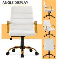Silla Giratoria de Oficina Sillón de Trabajo con Respaldo Tapizado Asiento Sintético Altura Ajustable Negro - details 16