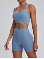 Conjunto deportivo USTADO de 2 UDS Yoga TRE para mujer, sujetador de entrenamiento transpirable Fiess, camiseta corta de manga larga para gimnasio, parte inferior ajustada para acampar - details 39