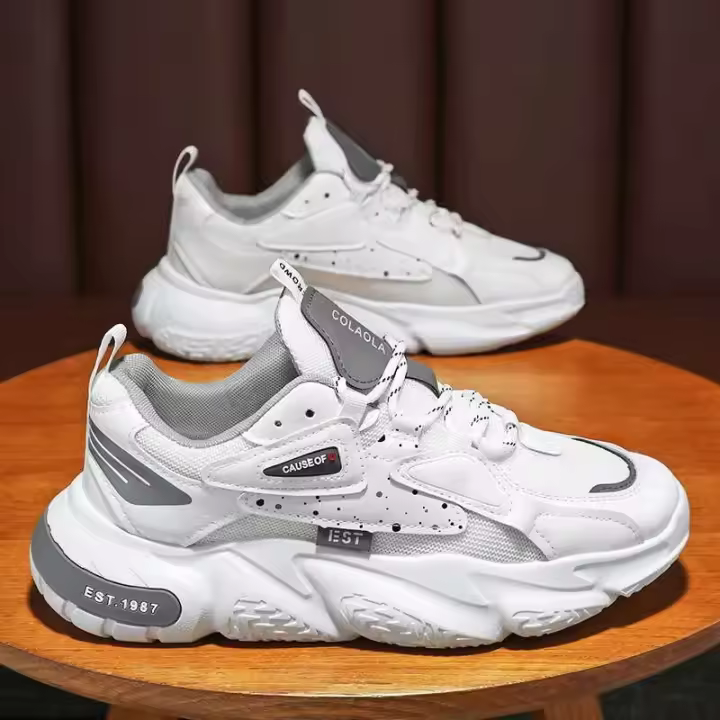 YF Spring New Zapatos deportivos casuales blancos de malla transpirable para hombre - 1
