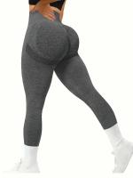 Pantalón de Yoga de cintura alta para mujer, ropa deportiva para correr, ciclismo y gimnasio, pantalones adelgazantes y levantamiento de cadera, mallas de Color sólido - details 11