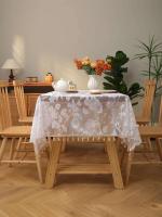 Colgante blanco de flor y pájaro Ense con borla en mantel, mesa de centro de sala de estar, mantel de mesa de boda - details 4