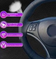 Cubierta de Cuero de Fibra Ultrafina Protector de Volante Personalizable para Citroen Xsara Picasso Berlingo C5 Peugeot Parer Negro - details 1