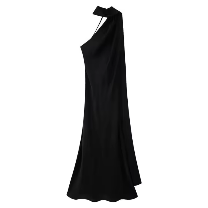 BUNO-Vestido de fiesta con cuello Halter y cinta de satén para mujer, vestidos elegantes sin espalda y hombros descubiertos, batas lisas para primavera 2025 - 1