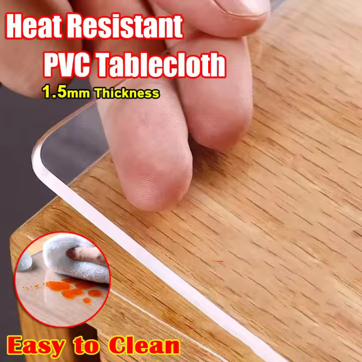2.5mm Thick Transparent Table Cover Clear Table Cover PVC Plastic Mat Table Cover Waterproof PVC Table Cloth Desk Protector Mat - 1