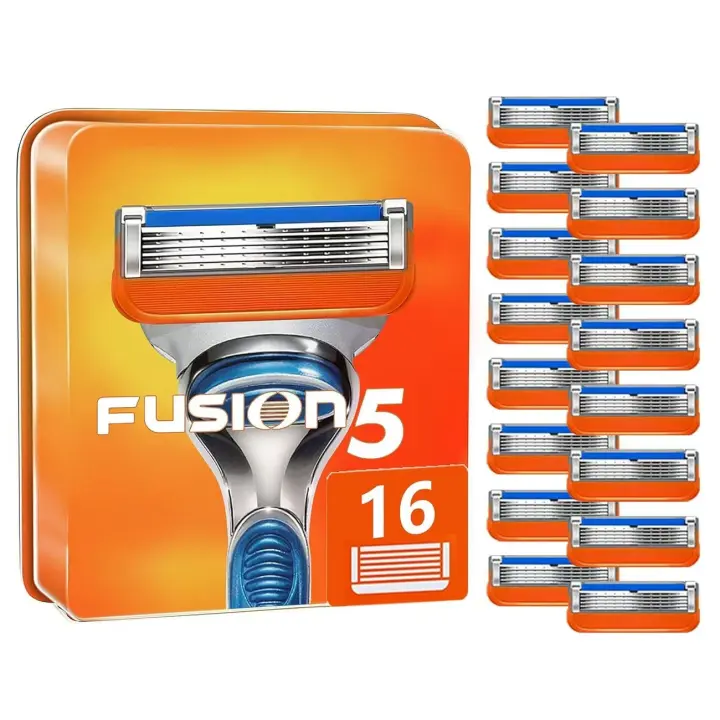 Recambios de cuchillas de afeitar para hombre, 16 unidades, para 5, Fusion 5, naranja, nueva versión - 1