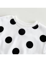 Primavera y otoño Traje de bebé Estampado de lunares Cuello redondo Suéter de manga larga Pantalones sueltos Ropa deportiva para niños y niñas - details 5