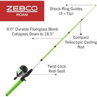 Caña de Pescar Telescópica de 6 pies Caña de Pesca de Fibra de Vidrio Duradera con Mango ComfortGrip Preenrollada con Línea de Pesca Zebco Cajun - details 1