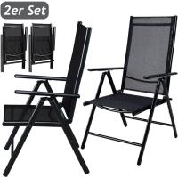 2X Sillas de Jardín Plegables Antracita Asiento Ligero Aluminio Silla Reclinable 8 Posiciones hasta 120Kg - details 8