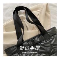 Moda señoras Tote bolsos de gran capacidad de algodón acolchado bolsa de compras rombo bolso portátil acolchado sólido para viajes de ocio - details 2