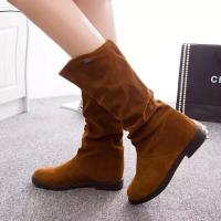 Nuevas botas de media pantorrilla de otoño e invierno para mujer, botas de caballero informales de tacón bajo con punta redonda para mujer, botas de mujer de terciopelo mate - details 12