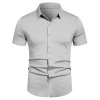 M-4XL novedad de verano, camisa de manga corta para hombre, camisa elástica sin costuras de alta calidad, camisa de vestir de negocios - details 0